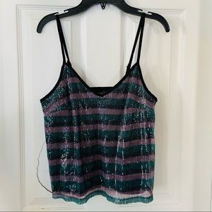 NWOT WILD FABLE sequins striped sparkly sequence half cropped top size XS